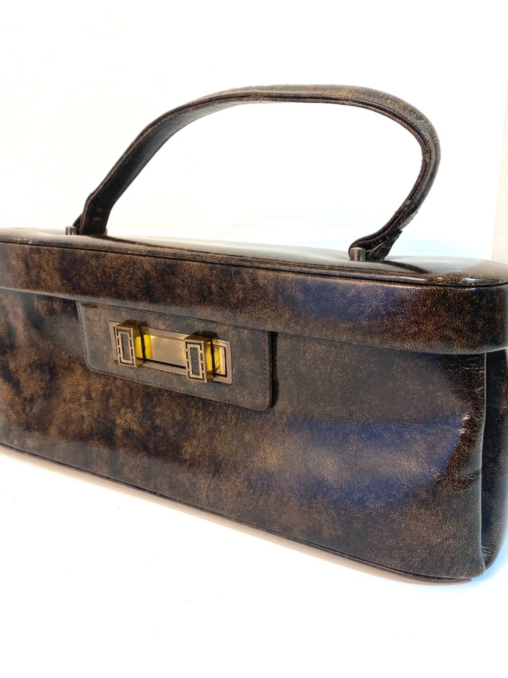 Vintage MURRAY KRUGER Brown Leather Baguette Satchel Purse Handbag